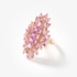 Long pink gold ring with pink sapphires
