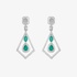 Long white gold earrings with diamonds and emeralds