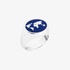 Silver men's ring with blue enamel earth