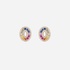 Colorful oval pave studs with diamonds and sapphires