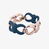Modern brass chain bracelet with bow links and blue finish