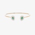 Gold bangle bracelet with emeralds and mother of pearl