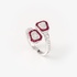 Double rubies in a modern adjustable setting