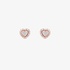 Pink gold heart shaped earrings with diamonds