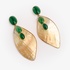 Fashionable silver earrings with green onyx and mother of pearl