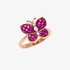Pink gold ruby butterfly ring