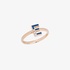 Gold "E" ring with blue enamel