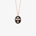 Fine oval cross pendant with onyx and diamonds