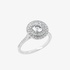 Solitaire double rosette diamond ring