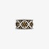 White gold ring with brown and white diamonds