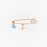 Gold crown pin with light blue enamel