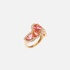 pink gold ring with orange tourmalines and diamonds.