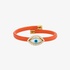 Orange rubber bracelet with evil eye
