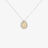 drop pendant with diamonds and a pear cut yellow diamond at the center