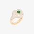 Heart chevallier ring with emerald