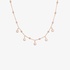 Pink gold thin chain necklace with five dangling diamonds