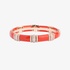 Thin bangle bracelet with coral and diamonds in pink gold