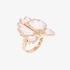 Pink gold fan ring made of mother of pearl and diamonds