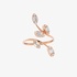 Pink gold ring with leaves made of baguette diamonds