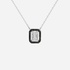 White gold rectangular diamond pendant with a black diamond outline
