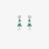 White gold earrings with pearls and emeralds
