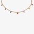 Pink gold diamond tennis necklace with rainbow charms