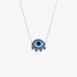 Evil eye with carved agate and sapphire beads