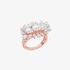 Pink gold flower ring with diamonds