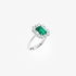 White gold ring with an emerald and diamonds