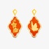 Earrings made with resin, 925 gold plated silver and enamel. White / Orange
