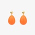 Large colorful drop earrings in silver, brass and orange enamel
