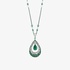 Long and large emerald drops shaped pendant with diamonds