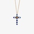 gold cross with blue enamel and citrine