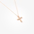 Pink gold cross with accent of diamonds