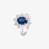 Classic Royal Blue Sapphire Oval Cluster Ring in White Gold