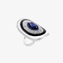 Wonderful ring with a blue marquise sapphire in black and white enamel
