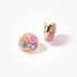 Ροζ χρυσά στρογγυλά σκουλαρίκια με πολύχρωμα ζαφείρια και διαμάντια