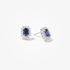 White gold rectangular earrings with sapphires and diamonds