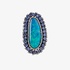 Impressive big ring with blue opal and diamonds