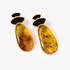 Fashionable silver earrings with amber and onyx