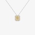 Classy square pendant with diamonds and a yellow diamond center