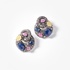 White gold knot studs with pave diamonds and colourful sapphires
