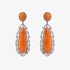 Long coral earrings with diamonds