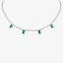 Diamond tennis necklace with hanging emeralds