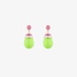 Small silver drop earrings with neon green enamel