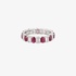 White gold ruby band ring with diamonds