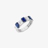 White gold half band ring with diamonds and sapphires