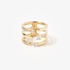 Modern triple gold ring with diamonds