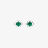 White gold flower studs with emeralds