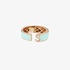 Fashionable pink gold "S" band ring with turquoise enamel and diamonds